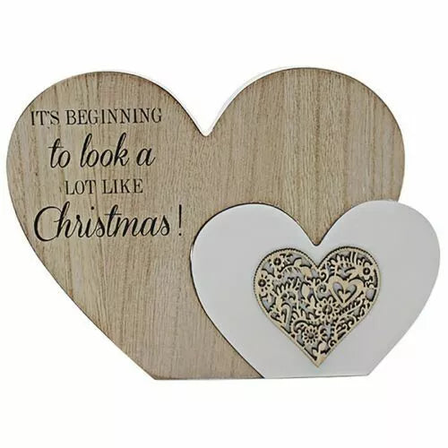 SENTIMENTS DOUBLE HEART its begining to look a lot like christmas PLAQUE lp51324