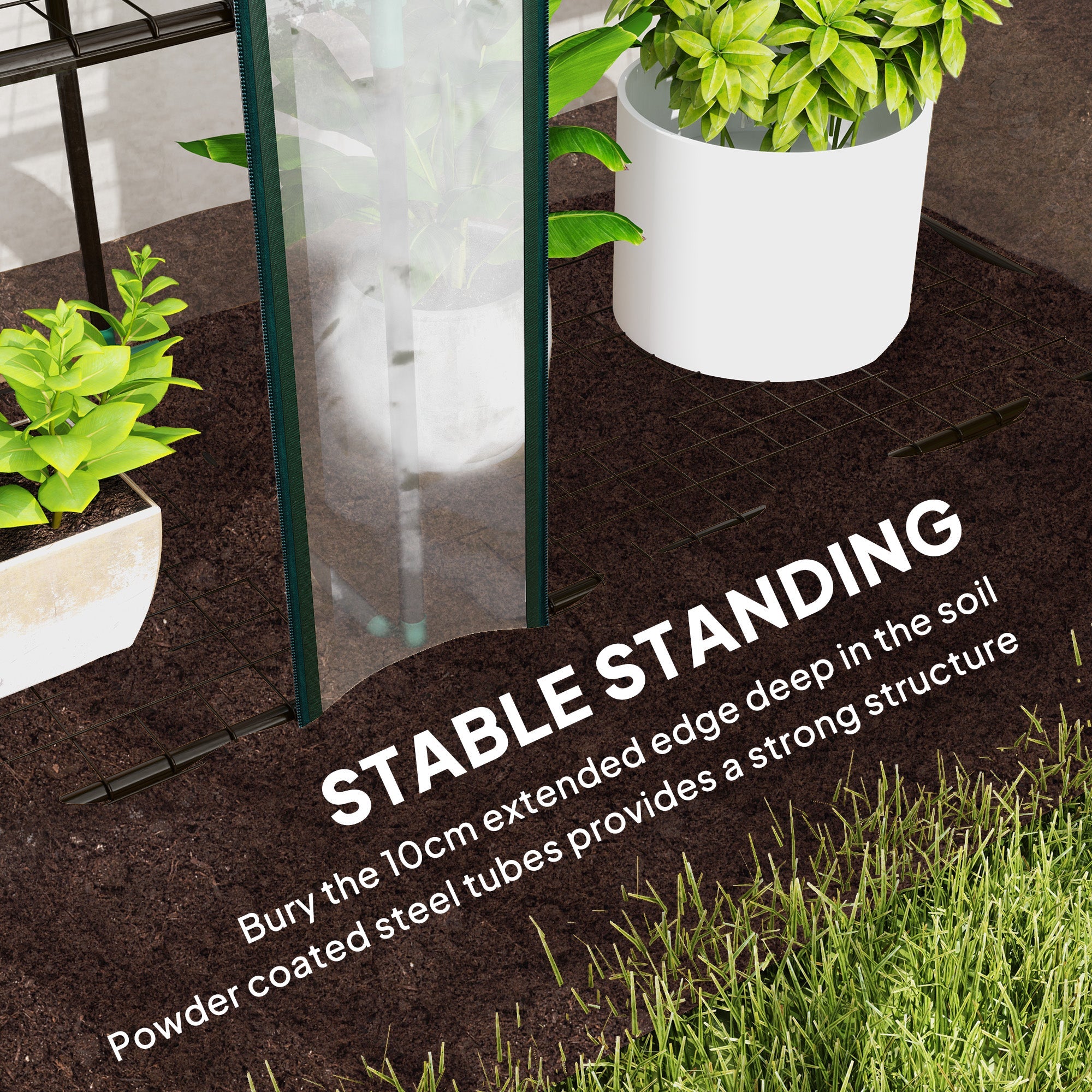 Outsunny 3 Tier Lean-to Mini Greenhouse with Plastic Cover, Clear