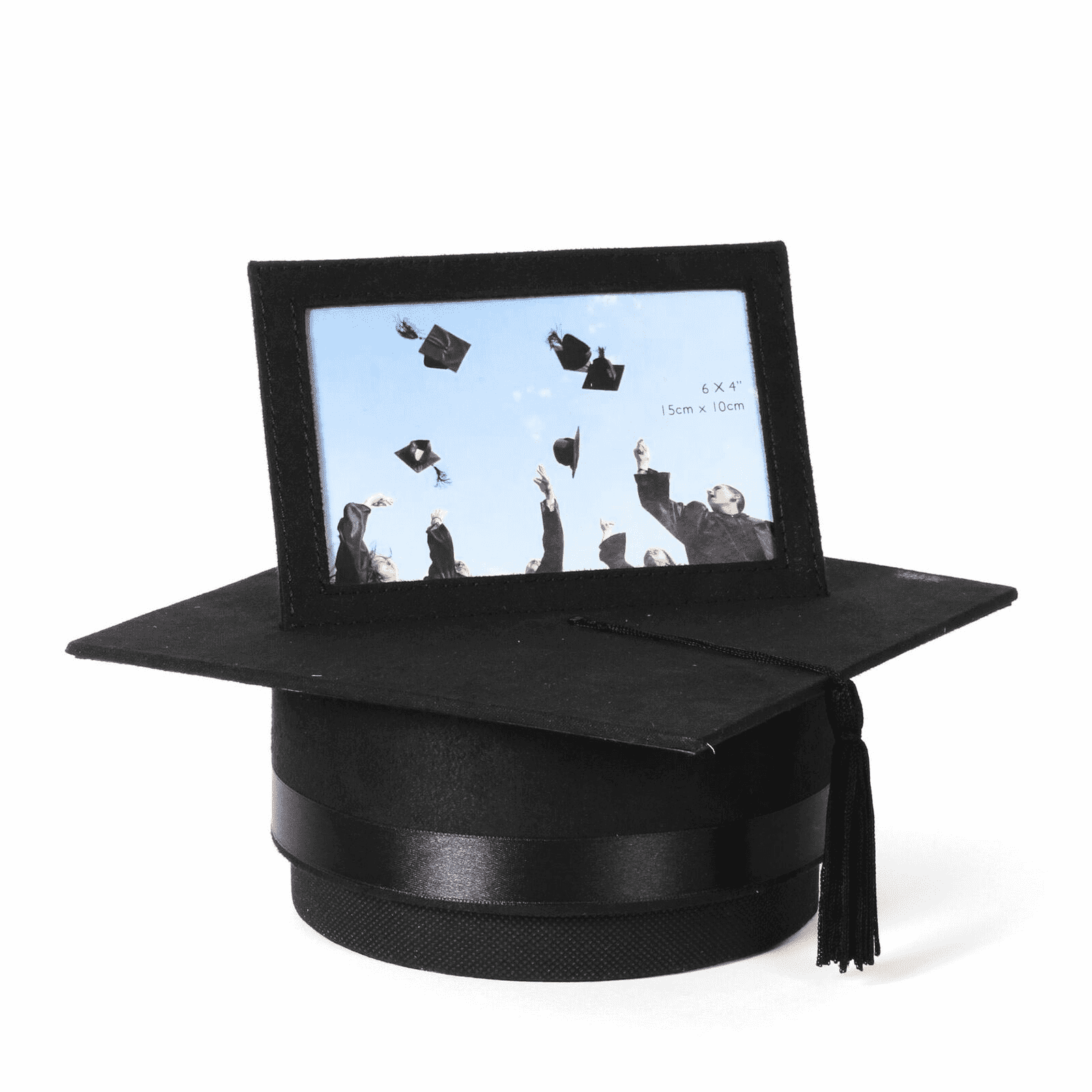 Black Suede Graduation Hat/Box style 4" x 6" Frame