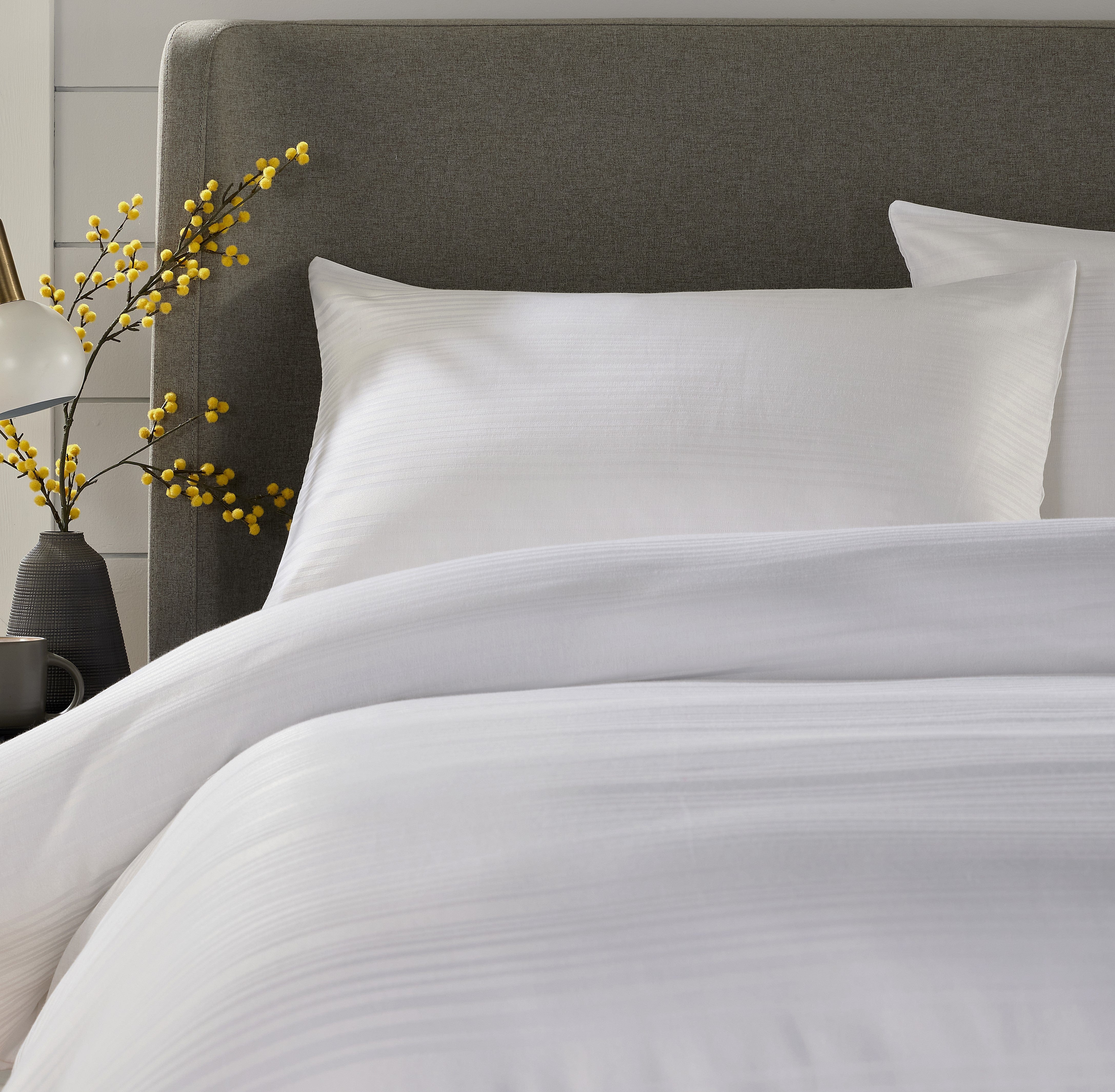 OLIVIA ROCCO Stripe Jacquard Reversible Cotton Blend Duvet Cover Set With Pillowcases, Eco Friendly Bedding In Multiple Sizes And Colours