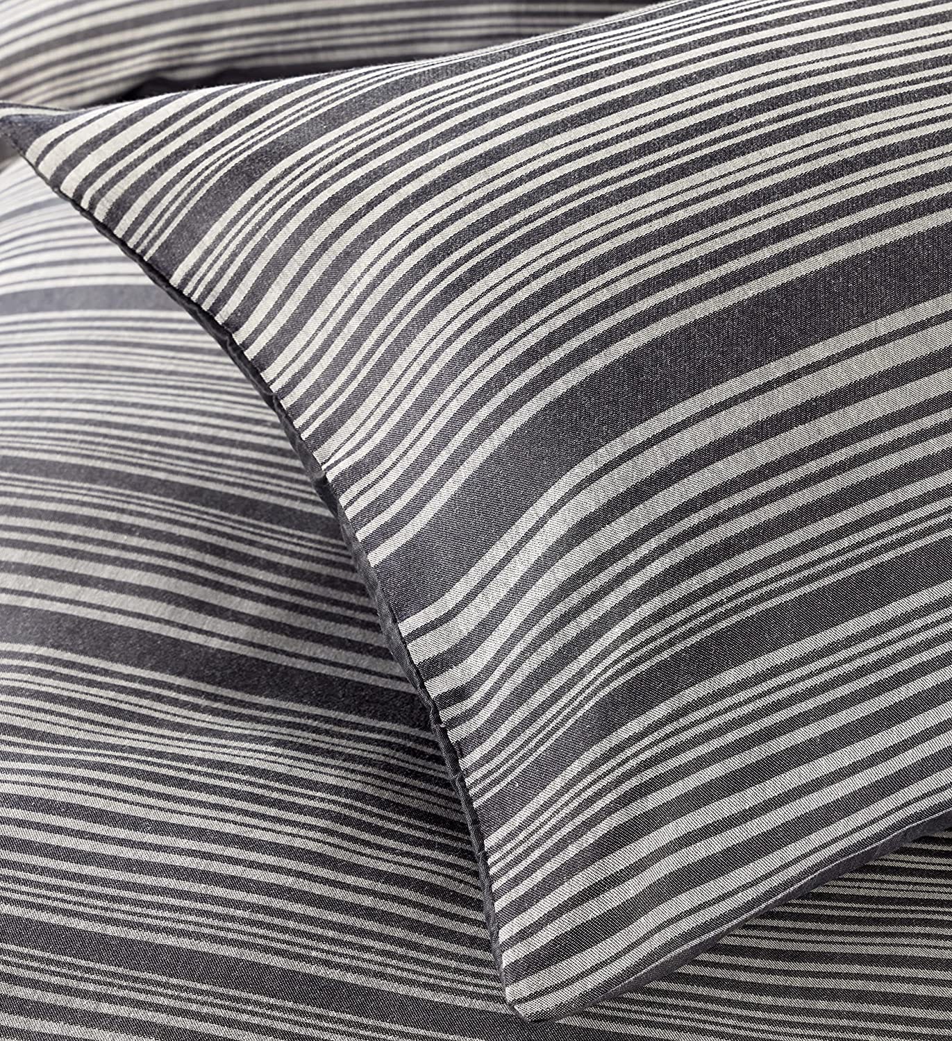 OLIVIA ROCCO Stripe Jacquard Reversible Cotton Blend Duvet Cover Set With Pillowcases, Eco Friendly Bedding In Multiple Sizes And Colours