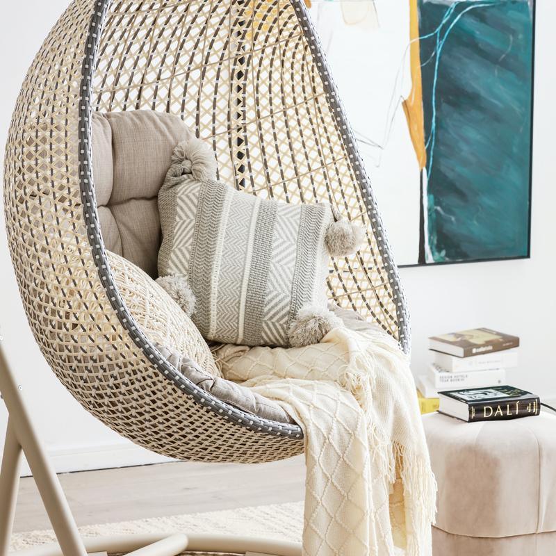 Sutton Garden Rattan Hanging Egg Chair with Stand, Indoor/ Outdoor Furniture