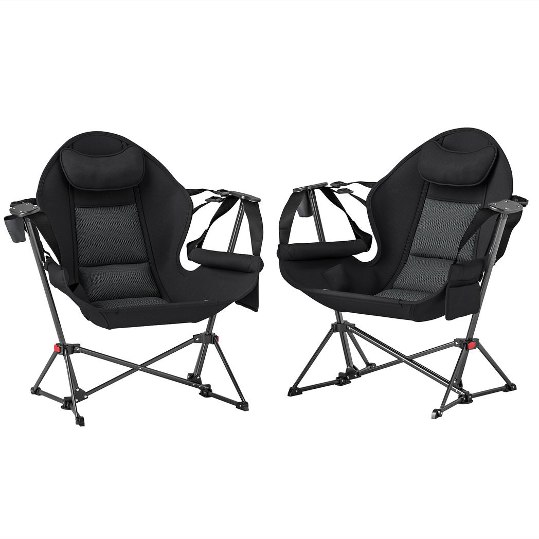 Outsunny Hammock Camping Chair Set of 2, Adjustable Back Camp Chair