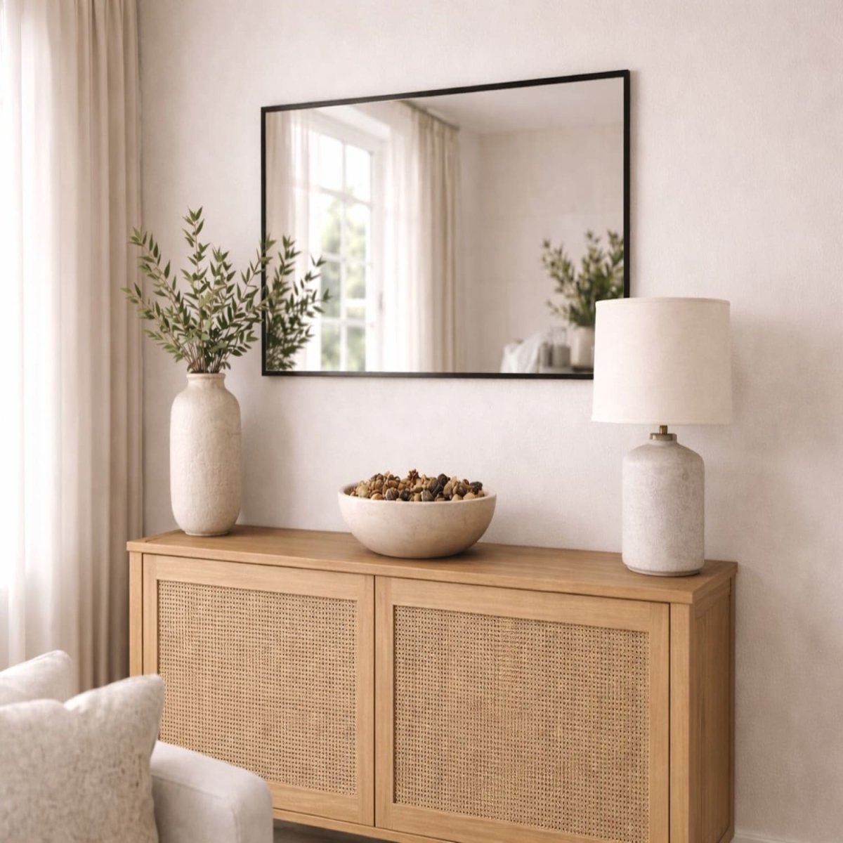 Takara - Black Metal Rectangle Mirror - 70cm x 50cm - Zestio