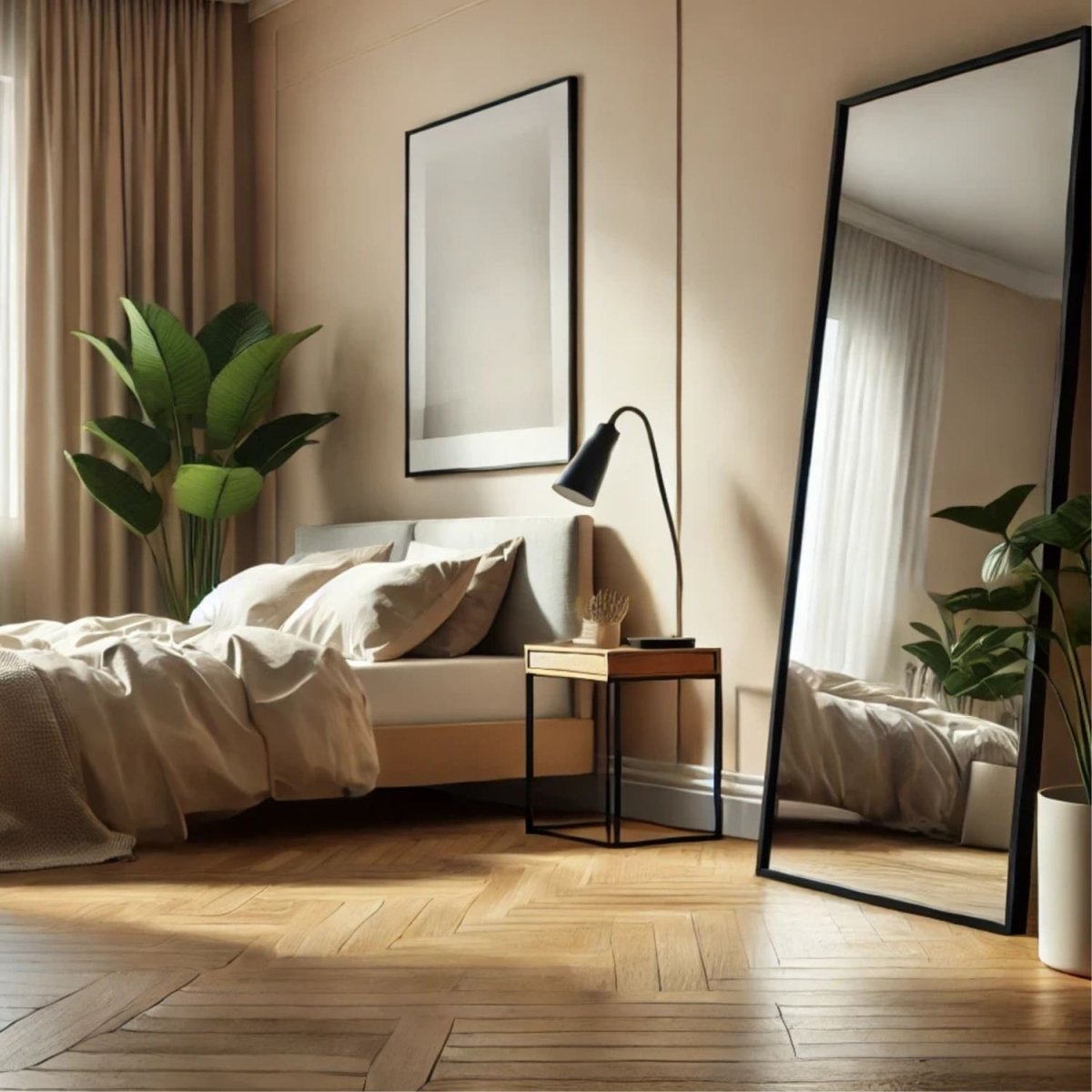 Takara - Full Length Black Metal Rectangle Mirror - 180cm x 60cm - Zestio