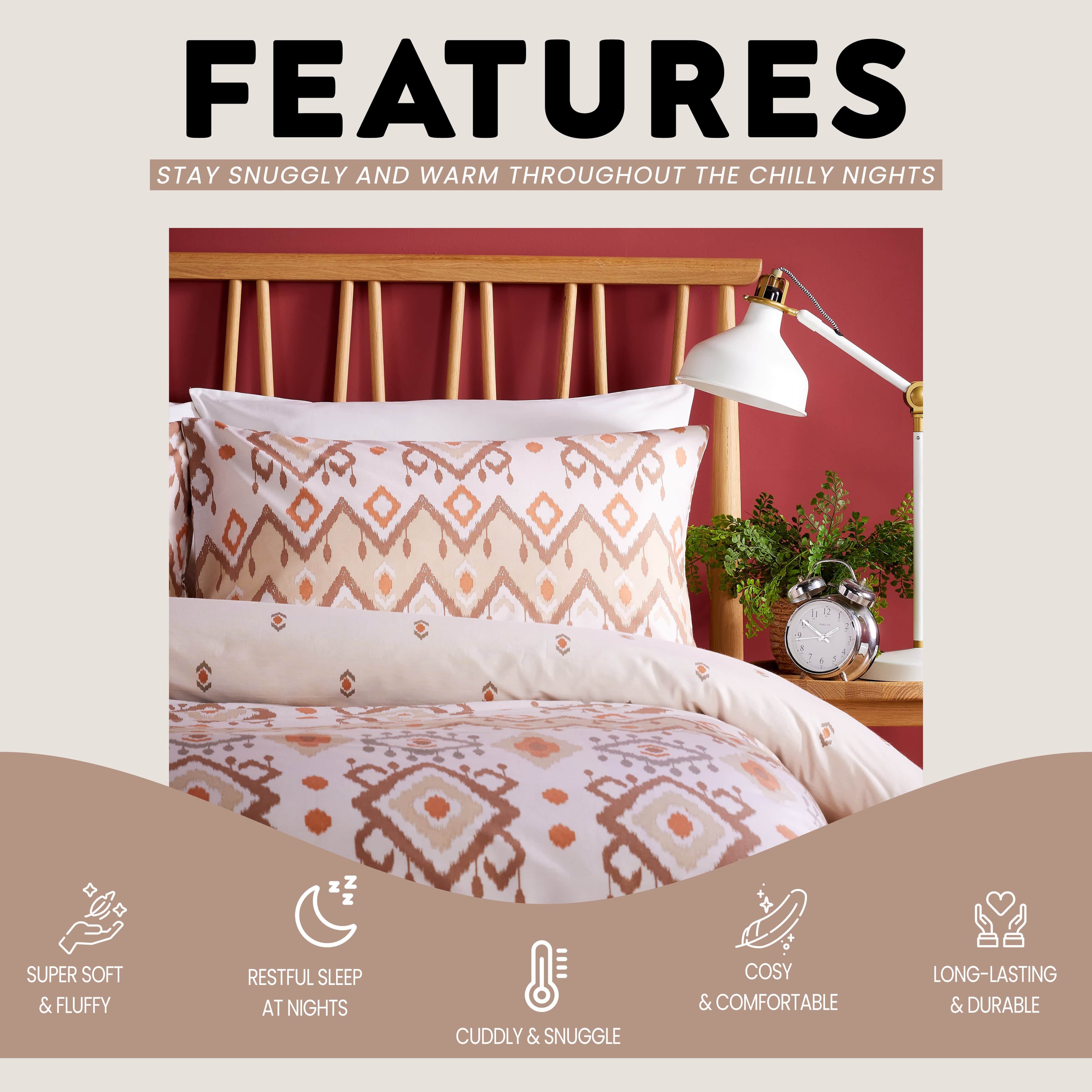 OLIVIA ROCCO Taxila Duvet Cover Set Easy Care Reversible Bedding with Pillowcases Super Soft Machine Washable Bed Linen for Bedroom Decor