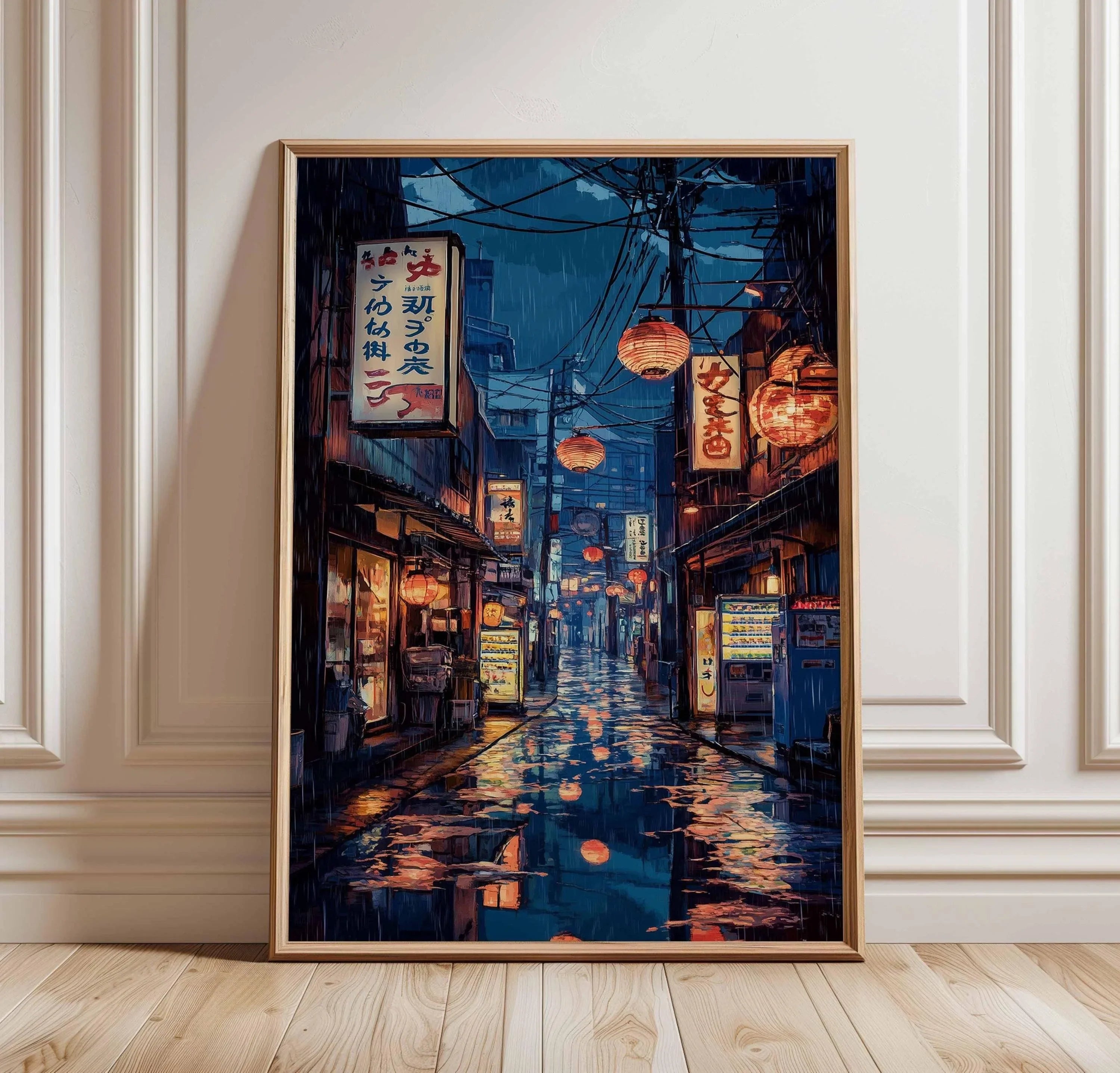 Tokyo City Street View Wall Poster – Modern Night Scene Art Print | DArtano