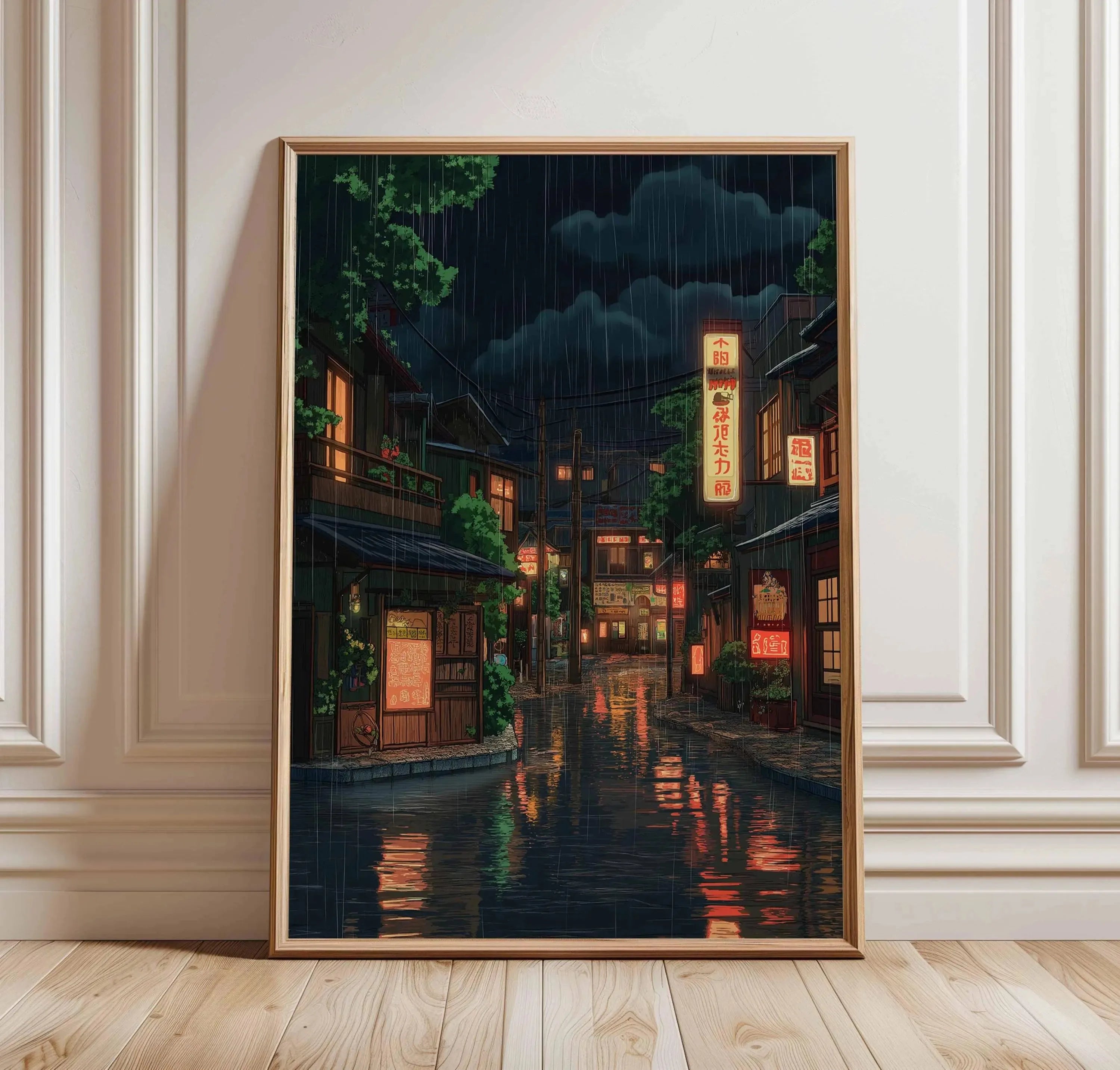 Tokyo City Street View Wall Poster – Modern Night Scene Art Print | DArtano