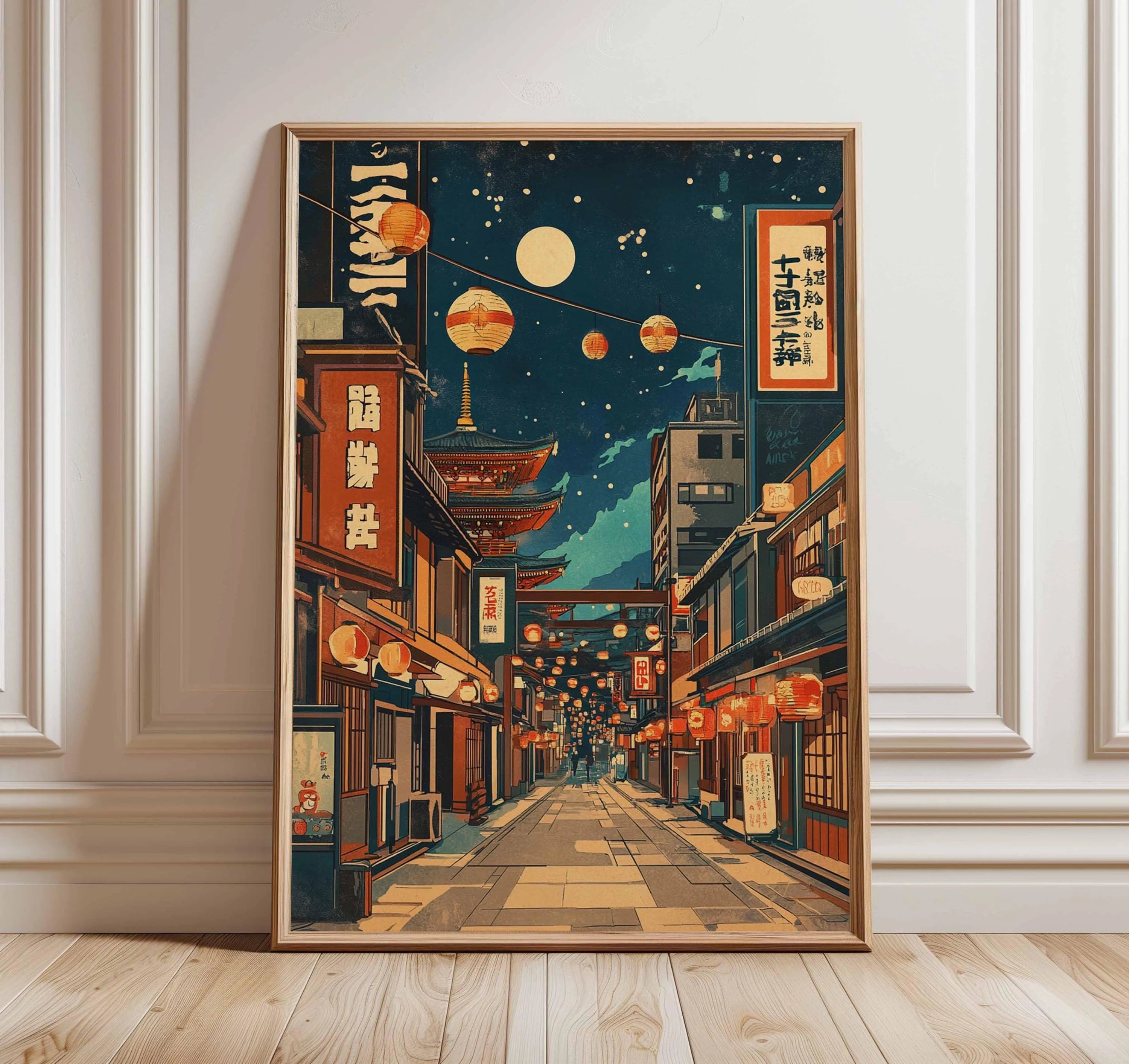 Tokyo City Street View Wall Poster – Modern Night Scene Art Print | DArtano