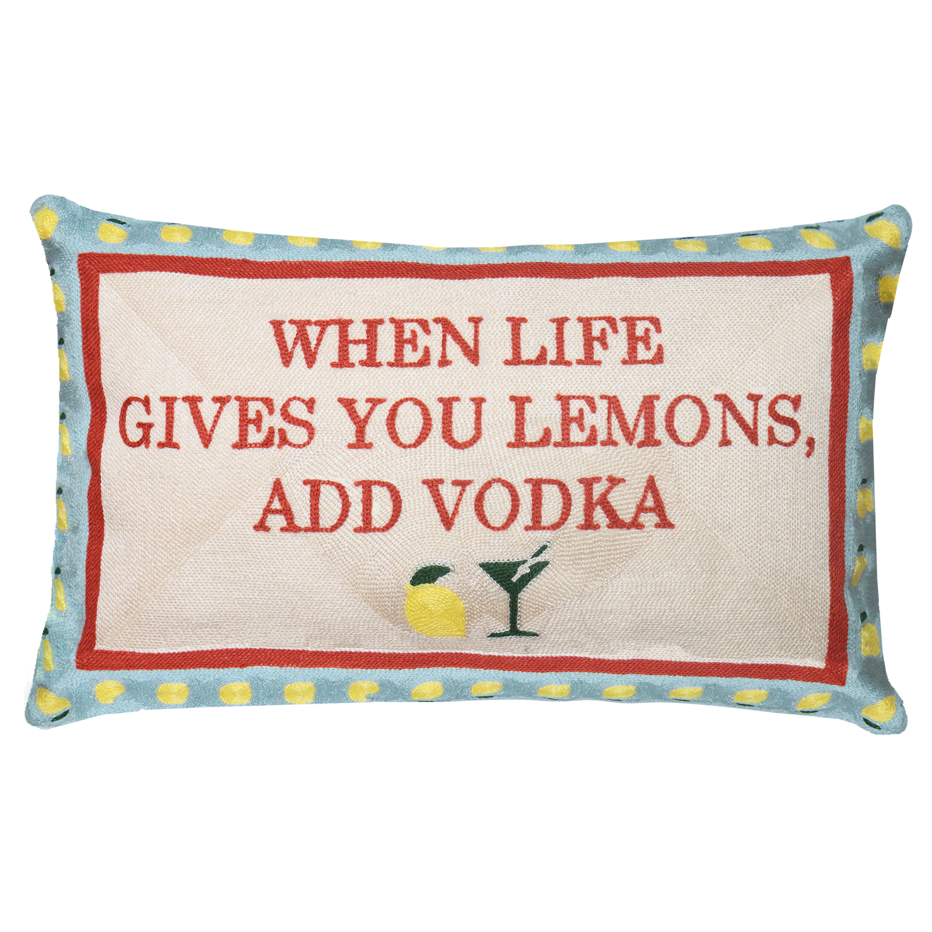 Funny Lemon Needlepoint Pillow – When Life Gives You Lemons, Add Vodka
