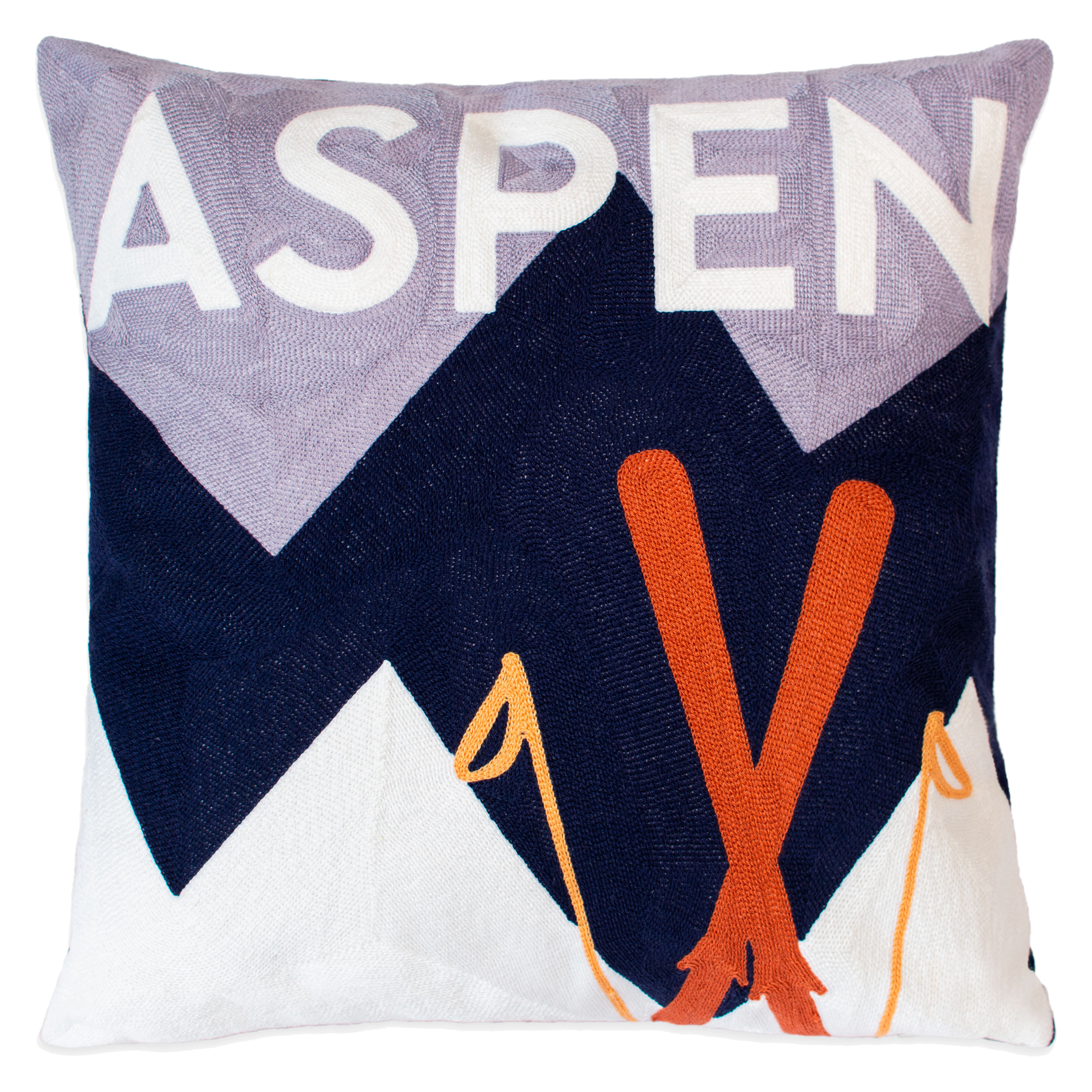 Aspen Ski Needlepoint Pillow