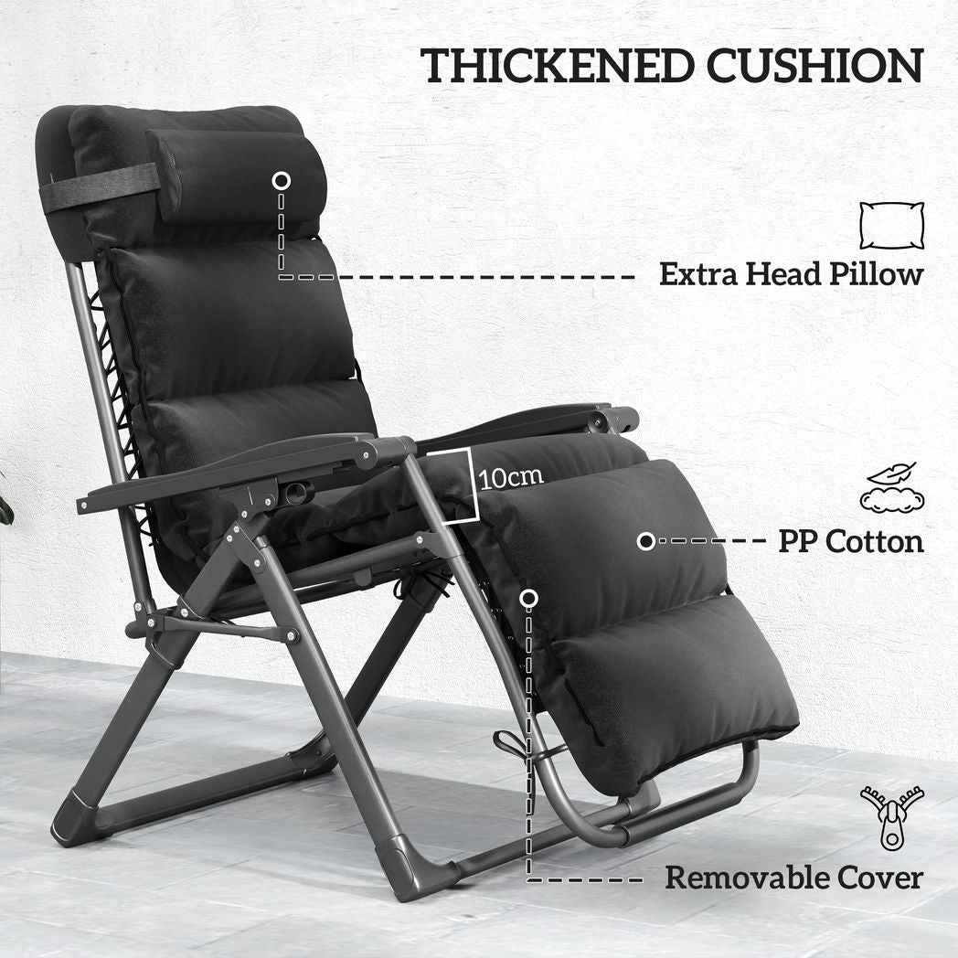 Outsunny 2 Pieces Zero Gravity Chairs, Reclining Folding Sun Lounger