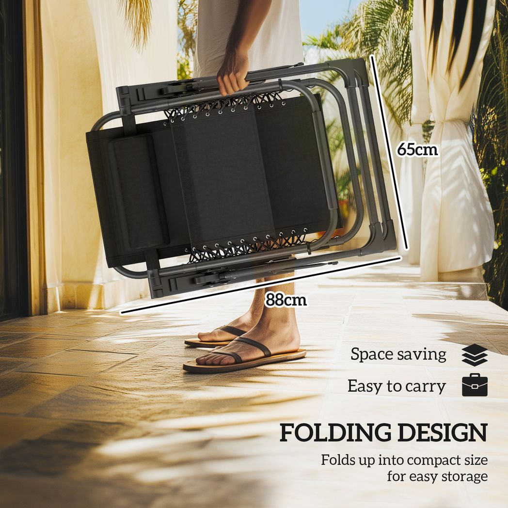 Outsunny 2 Pieces Zero Gravity Chairs, Reclining Folding Sun Lounger