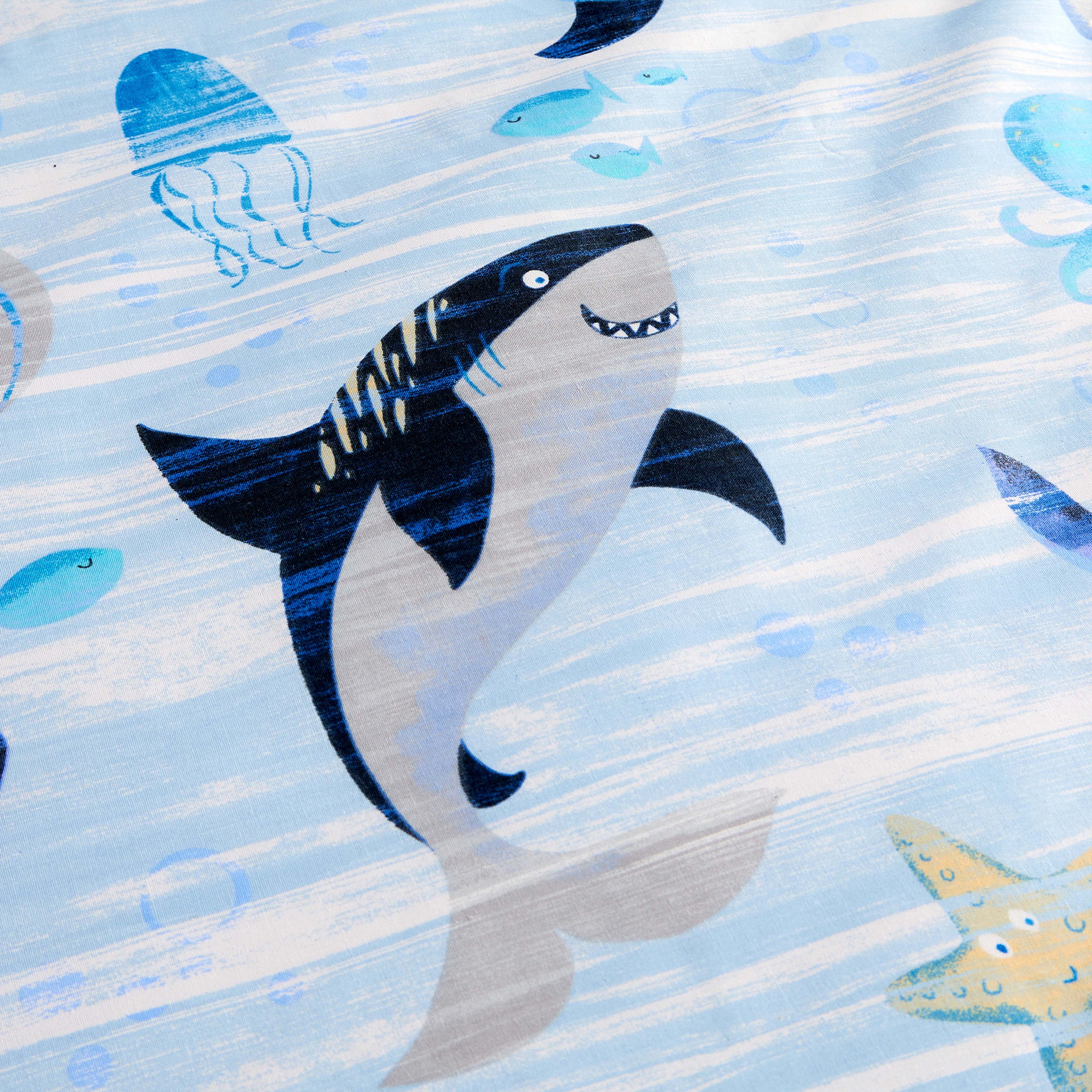 OLIVIA ROCCO Duvet Cover Set For Kids For Boys And Girls Sharks And Whales Reversible Soft Cotton Marine Life Bedding With Curtains