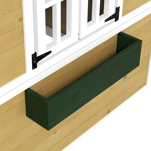 Outsunny Wooden Playhouse with Doors, Wooden, Plant Pots for Kids - Beige