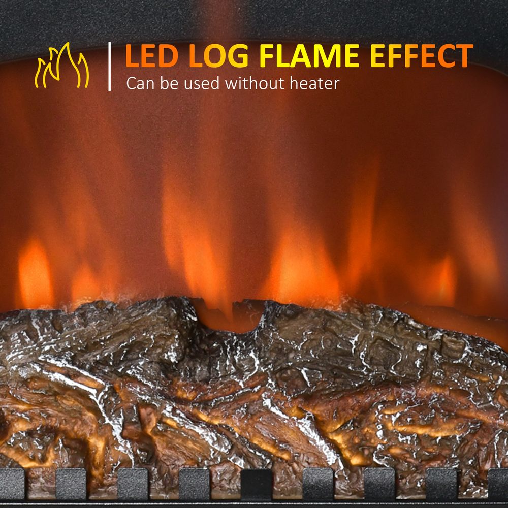 Electric Fireplace LED Fire Flame Effect, Double Door, 1000W/2000W, Black