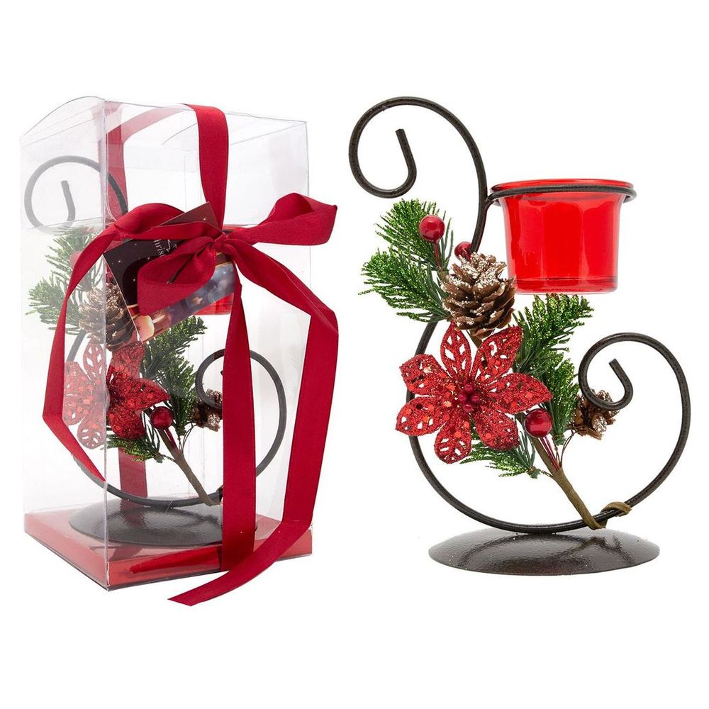Candle holder 3x22cm Christmas Gifts Red PVC-Box