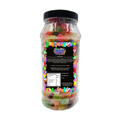 Fizzy Sour Dummies Sweets Gummy Jelly Retro Sweets Gift Jar - 555g