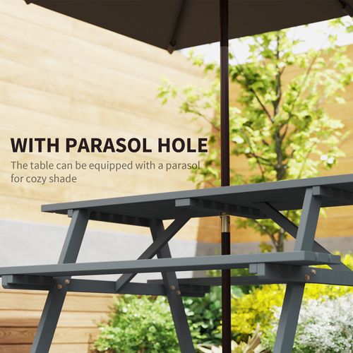 Outsunny Outdoor Wooden Picnic Table Bench Garden Patio Pub Chair 4 Seats