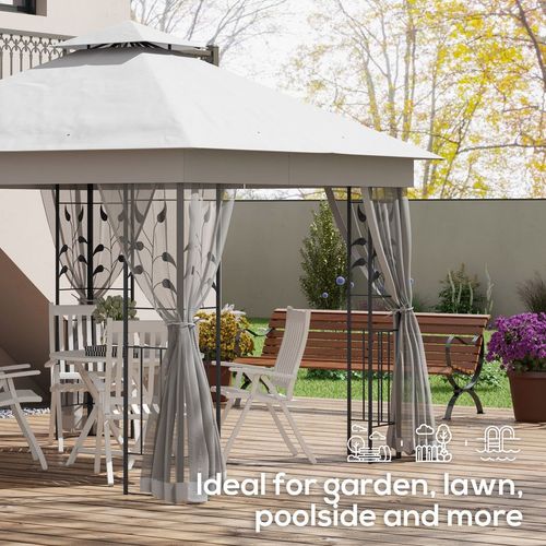Outsunny 3 x 3(m) Garden Gazebo Marquee Tent Canopy Shelter Pavilion Grey