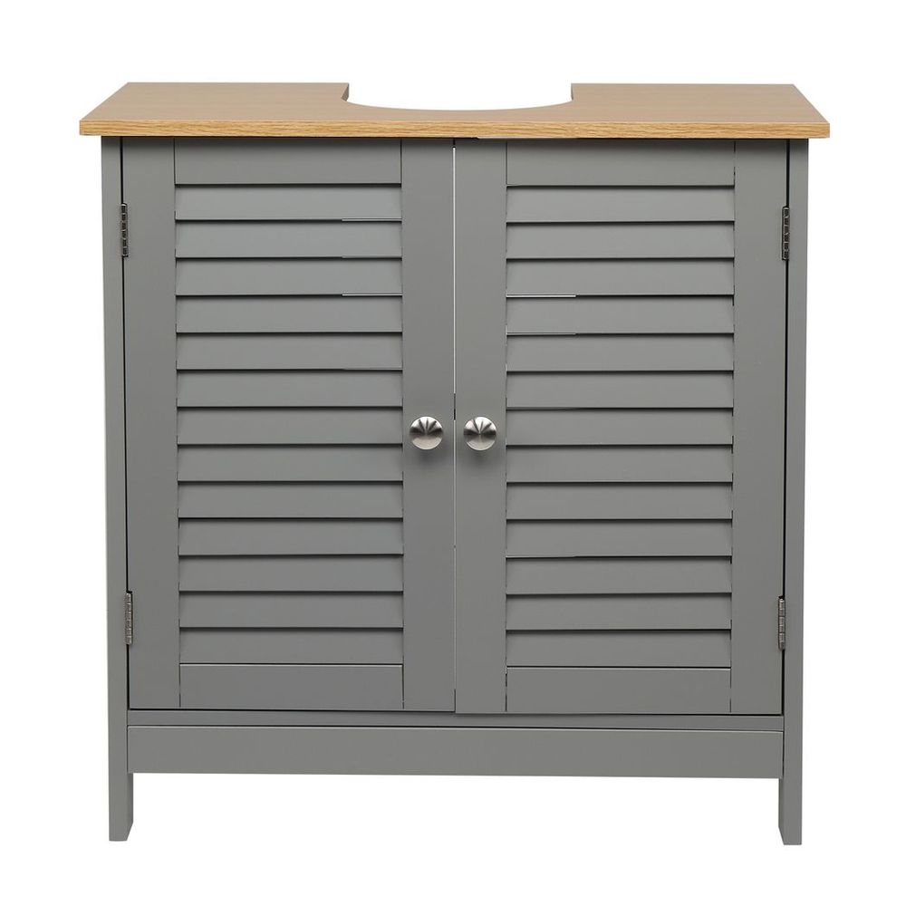 FCH Modern Double Shutter Door MDF Spray Paint Bathroom Sink Cabinet Gray