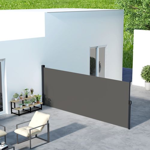 Outsunny Side Awning Retractable, Outdoor Privacy Screen, 400x160cm, Dark Grey