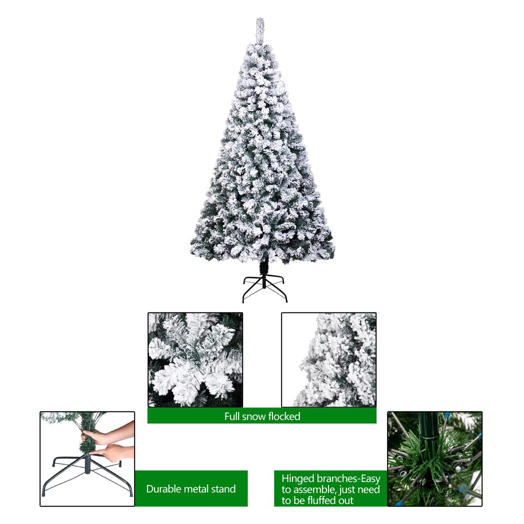 7ft Pvc Flocking Christmas Tree 1300 Branches Spread Out Naturally Tree