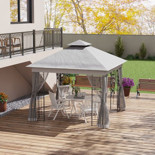 Outsunny 3 x 3(m) Garden Gazebo Marquee Tent Canopy Shelter Pavilion Grey