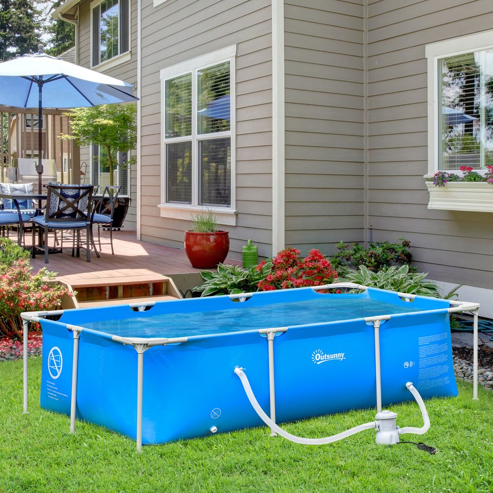Steel Frame Pool & Filter Pump & Cartridge Rust Resistant 252 x 152 x 65cm Blue