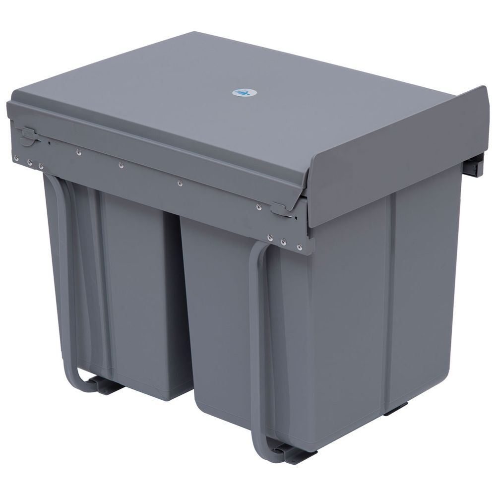 Recycle Waste Bin Pull Out Dustbin Recycling Cabinet 40L-Grey