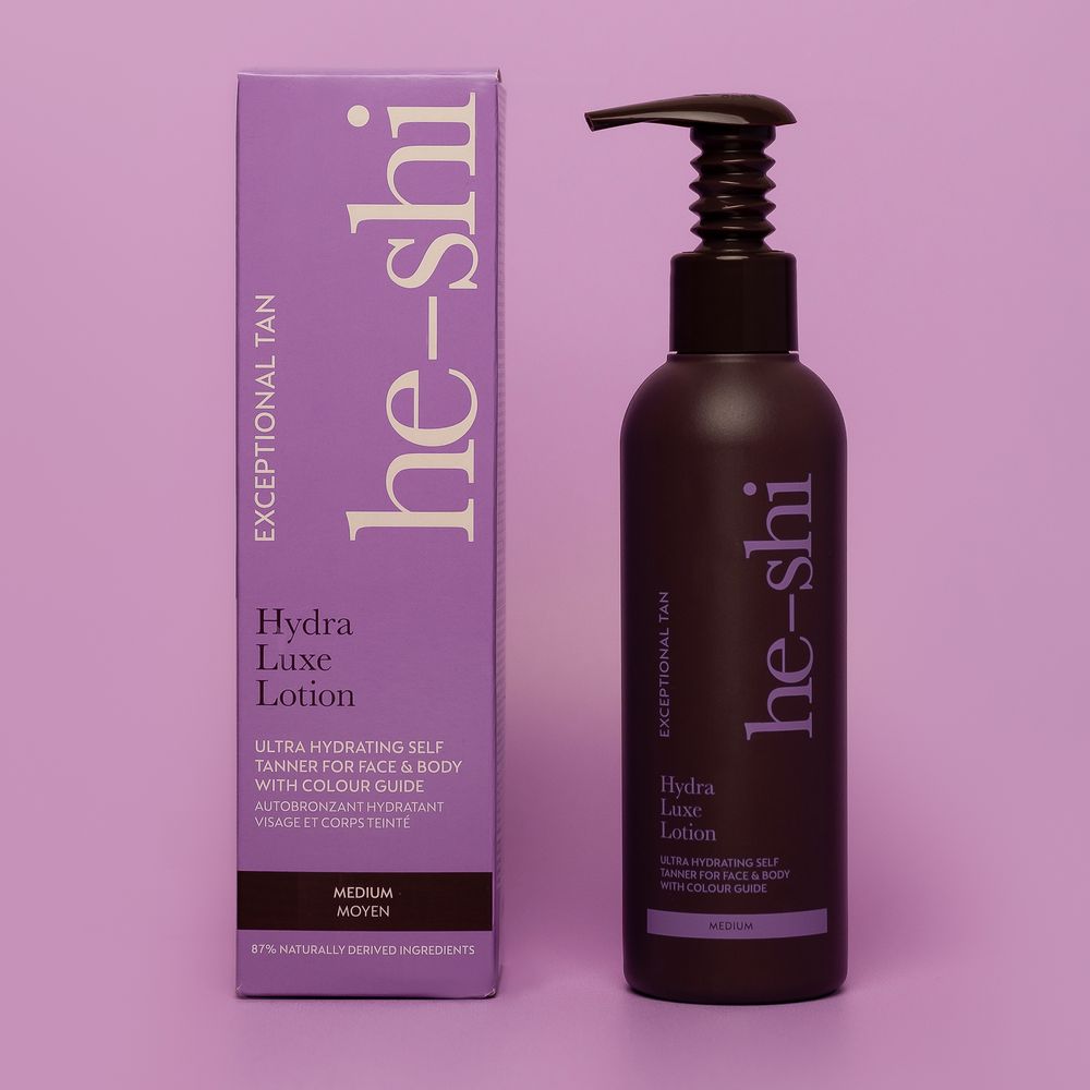 He-Shi Hydra Luxe Lotion - Medium Self Tan - Easy to Apply - Pump Action