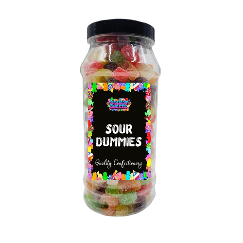 Fizzy Sour Dummies Sweets Gummy Jelly Retro Sweets Gift Jar - 555g