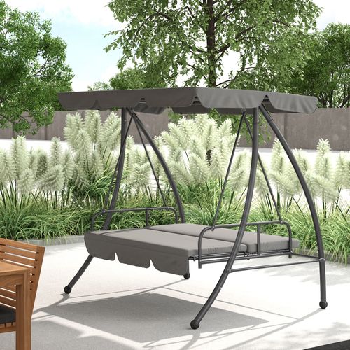 Outsunny 2-in-1 Swing Chair 3 Seater Hammock Cushion Bed Tilt Canopy