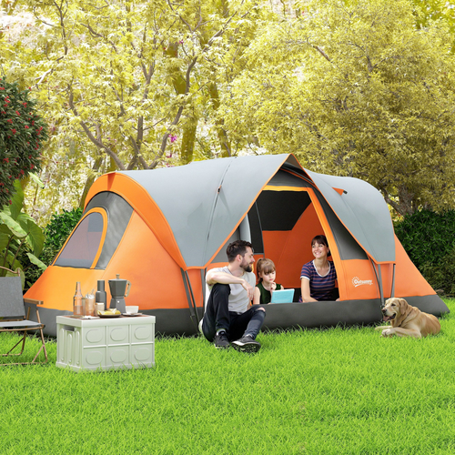 Outsunny 5-6 Man Camping Tent with Bag, Fibreglass and Steel Frame