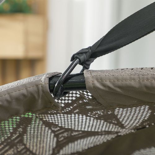 Outsunny Double Hanging Swing Chair w/ Stand & Cup Holders, Brown