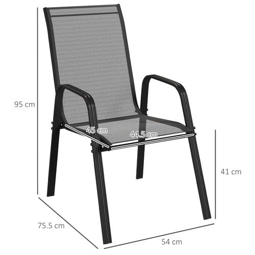 Outsunny Set of 4 Garden Dining Chair Set Outdoor w/ High Back Armrest Black