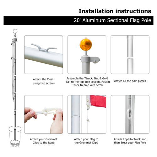 5.1*5.1*600cm Aluminum Alloy Splicing Flagpole Adjustable And Retractable Courtyard Outdoor Flagpole