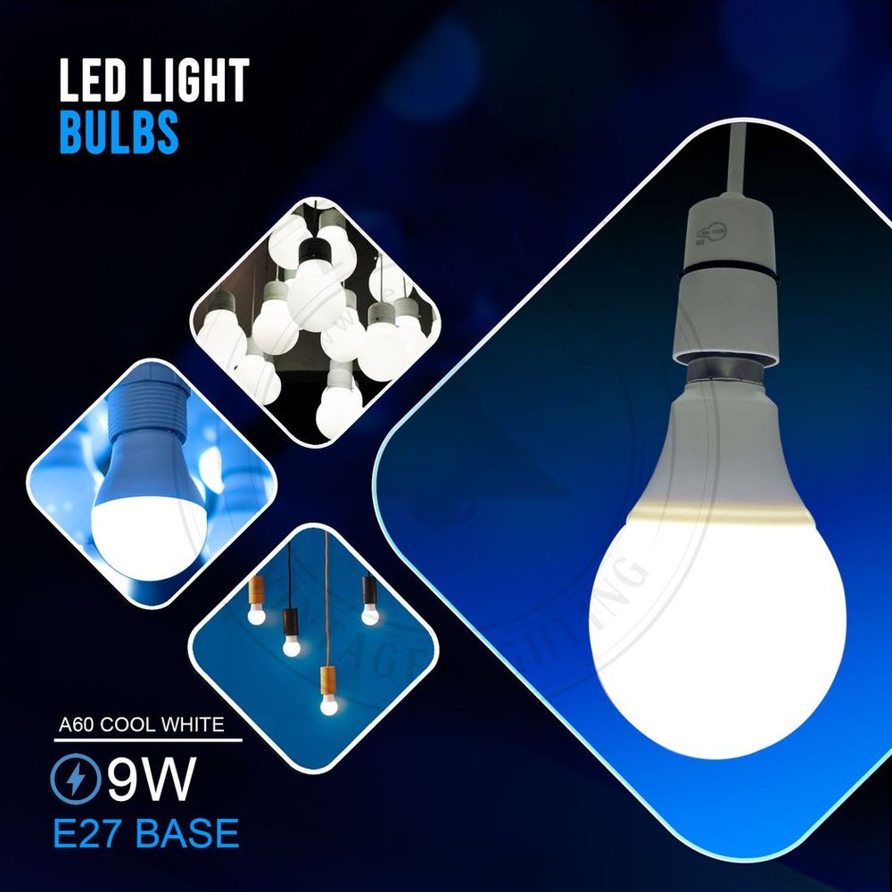 9W E27 Screw LED Light GLS bulbs, Energy Saving Edison Cool White 6000K non dimmable lights