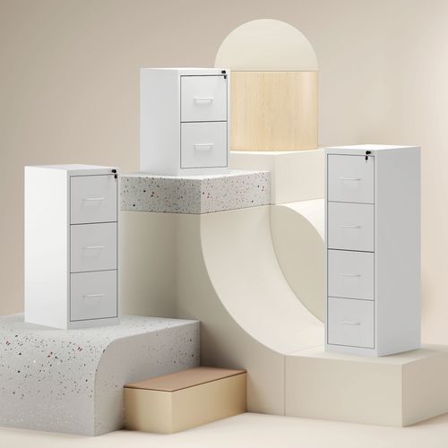 HOMCOM 4 Drawer Filing Cabinet Steel File Cabinet for A4 Letter Size White