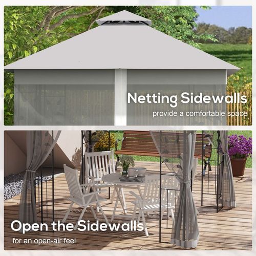 Outsunny 3 x 3(m) Garden Gazebo Marquee Tent Canopy Shelter Pavilion Grey