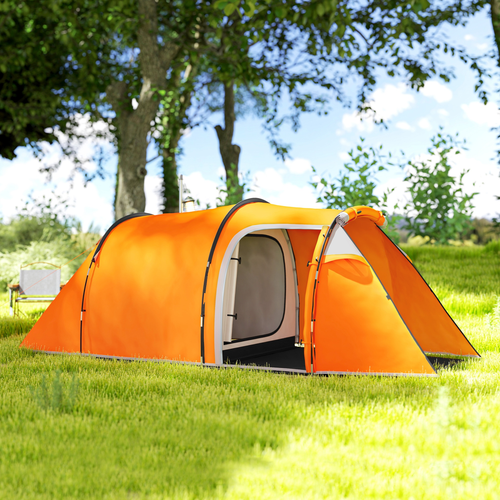 Outsunny 3 Man 2-Room Tent Camping Tent With Living Area Air Vents