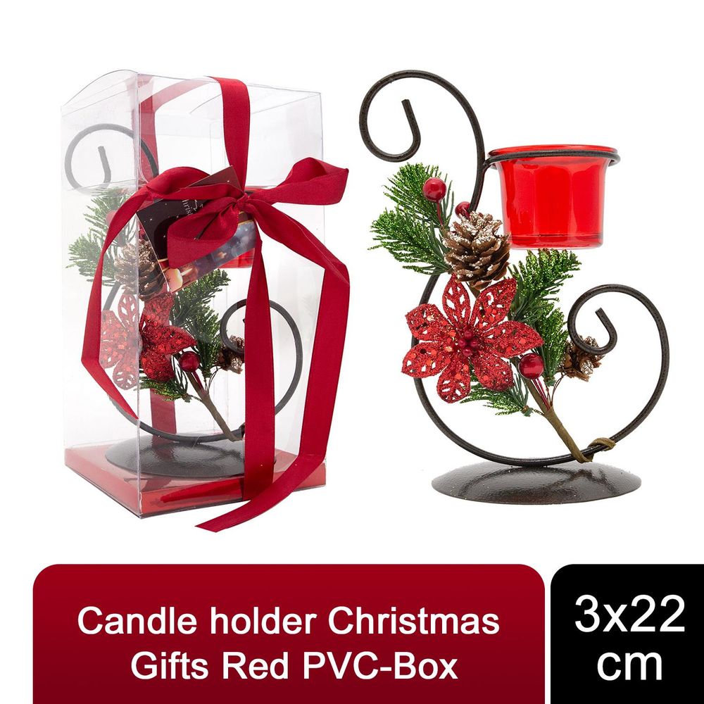 Candle holder 3x22cm Christmas Gifts Red PVC-Box