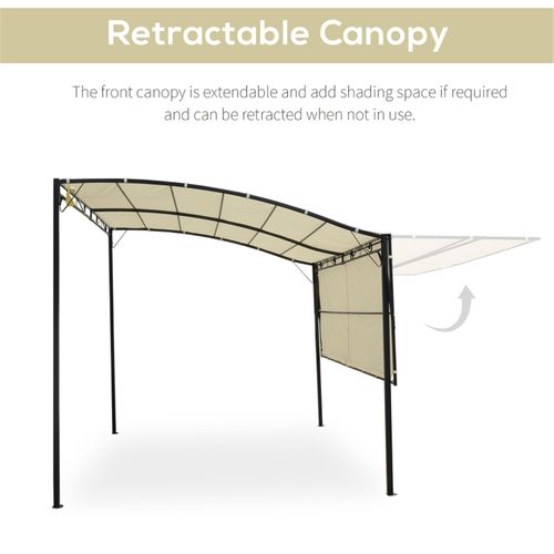 Patio Gazebo UV Light Rain Resistant Canopy White Black 300L x 250W x 200-250Hcm