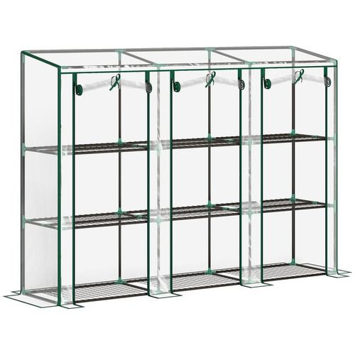 Outsunny 3 Tier Lean-to Mini Greenhouse with Plastic Cover, Clear