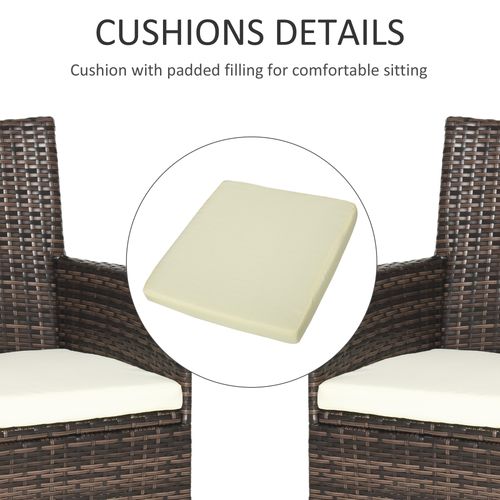 Outsunny 4 PC Outdoor Rattan Armchair Wicker Dining Chair Set for Garden Brown