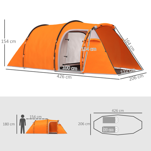 Outsunny 3 Man 2-Room Tent Camping Tent With Living Area Air Vents
