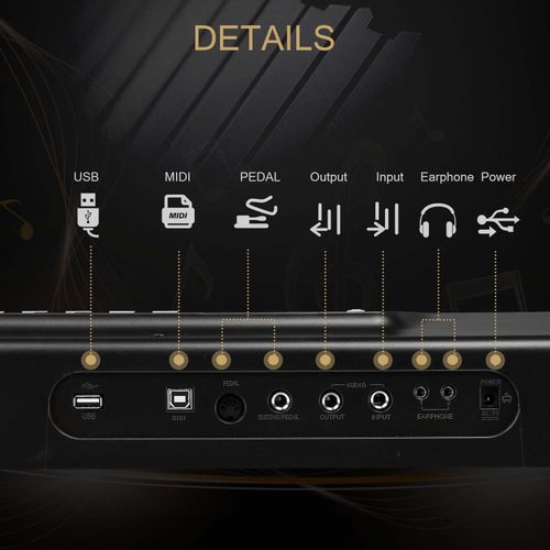 Glarry GPP-106 88 Key Folding Piano Semi-Weighted Standard Keyboards Digital Piano with MIDI Bluetooth, Handbag,Headphone,for Piano Lover Black color