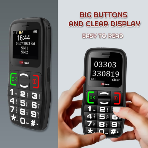 TTfone TT220 Big Button Mobile with Mains Charger, EE Pay As You Go