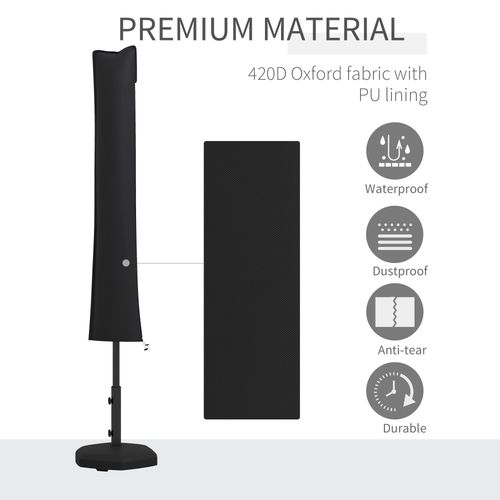 Outsunny Parasol Cover, Patio Cantilever Cover, Banana Umbrella Cover, Black