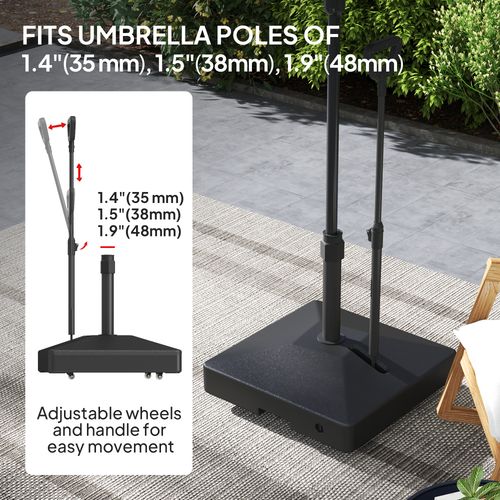 Outsunny Garden Parasol Base Parasol Stand, Sand/Water Filled, Black